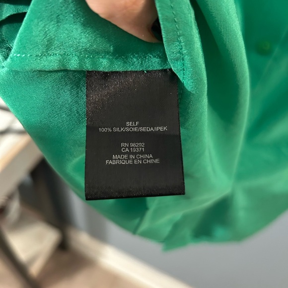 Tibi 100% Silk Summer Green Button Down - Picture 4 of 5